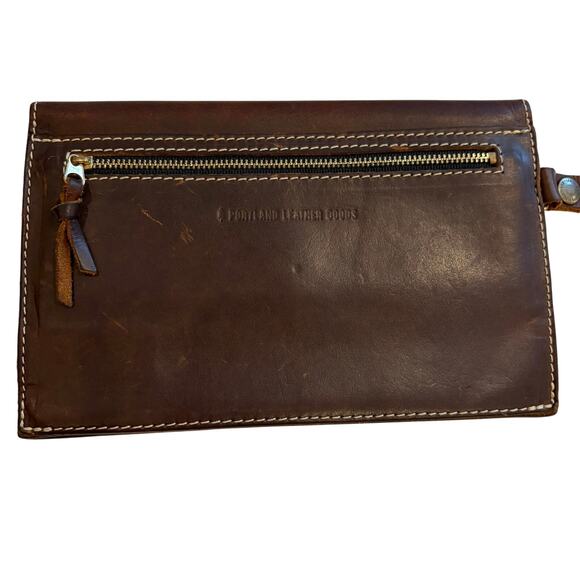 Portland Leather Goods Brown Leather Envelope Clutch Wristlet - Picture 2 of 15